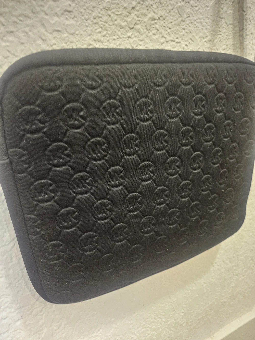 Michael Kors Black Neoprene Embossed MK Logo Crossbody iPad Tablet Bag Sleeve